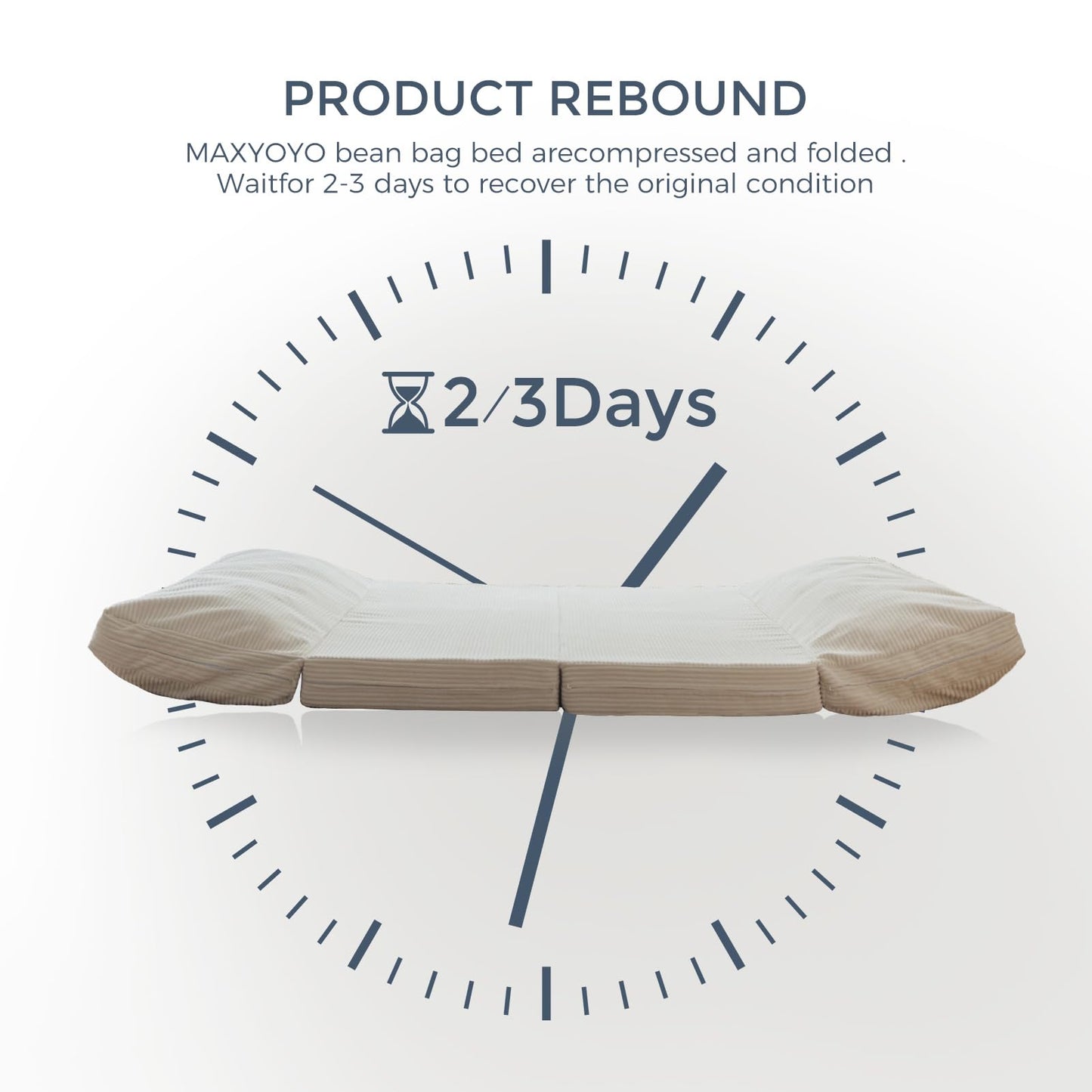 Faltbares Sitzsack-Bett, Cord-Bodenmatratze für Erwachsene, Beige, 135 x 240 cm