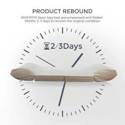 Faltbares Sitzsack-Bett, Cord-Bodenmatratze für Erwachsene, Beige, 135 x 240 cm