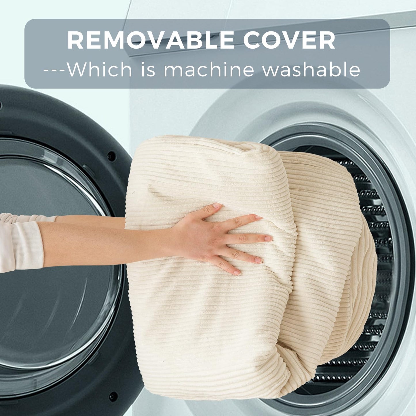 Faltbares Sitzsack-Bett, Cord-Bodenmatratze für Erwachsene, Beige, 135 x 240 cm