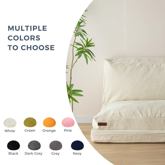 Faltbares Sitzsack-Bett, Cord-Bodenmatratze für Erwachsene, Beige, 135 x 240 cm